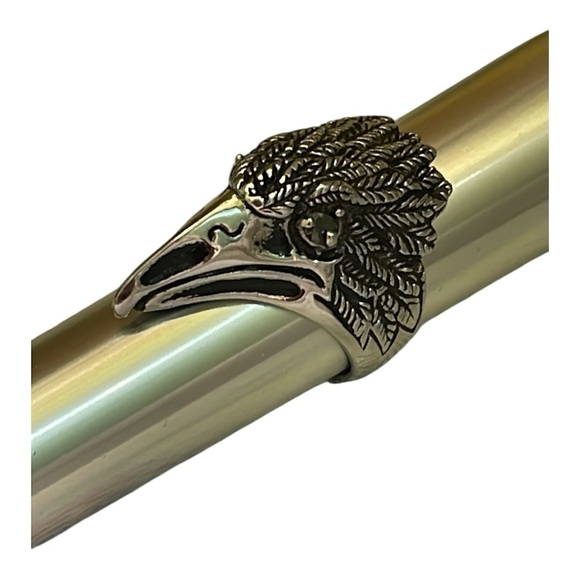 Eagle Ring Stainless Steel Ring black rhinestone eyes. Statement ring - Picture 4 of 10
